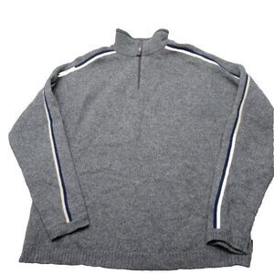 Vintage American Eagle Lambs Wool Sweater Mens Medium Gray 1/4 Zip Pullover Knit